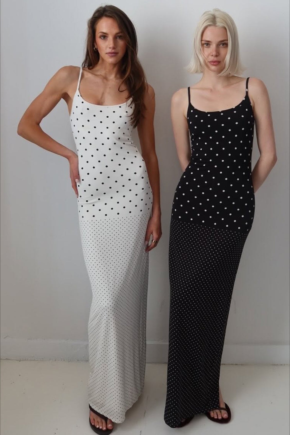 Polka Dot Cami Bodycon Slim Maxi Dress