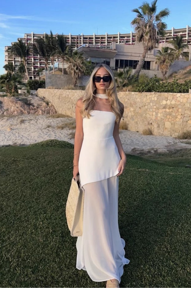 Elegant Strapless Sleeveless Maxi Dress