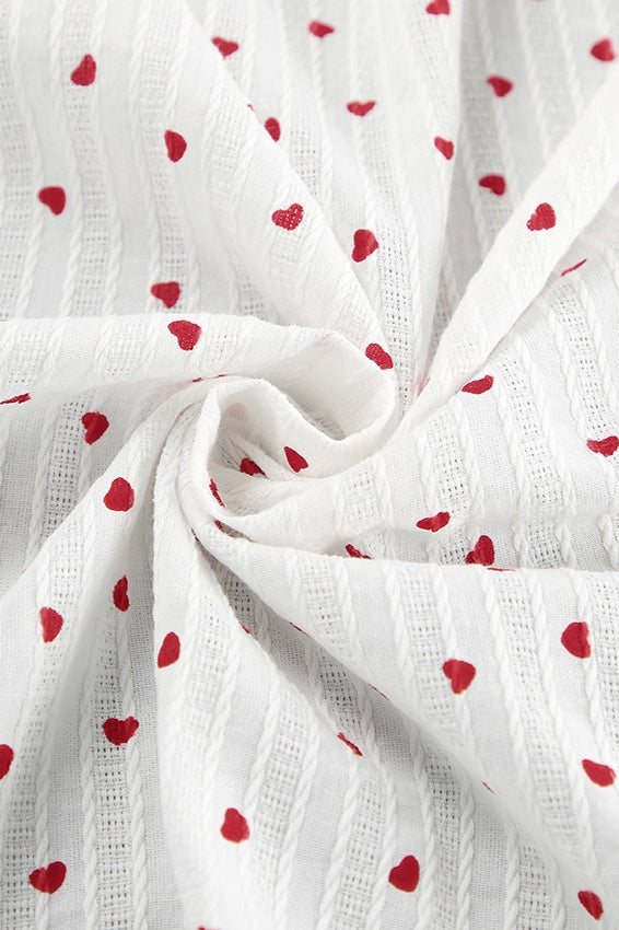 Cotton Heart Print VNeck Wrap Maxi Dress