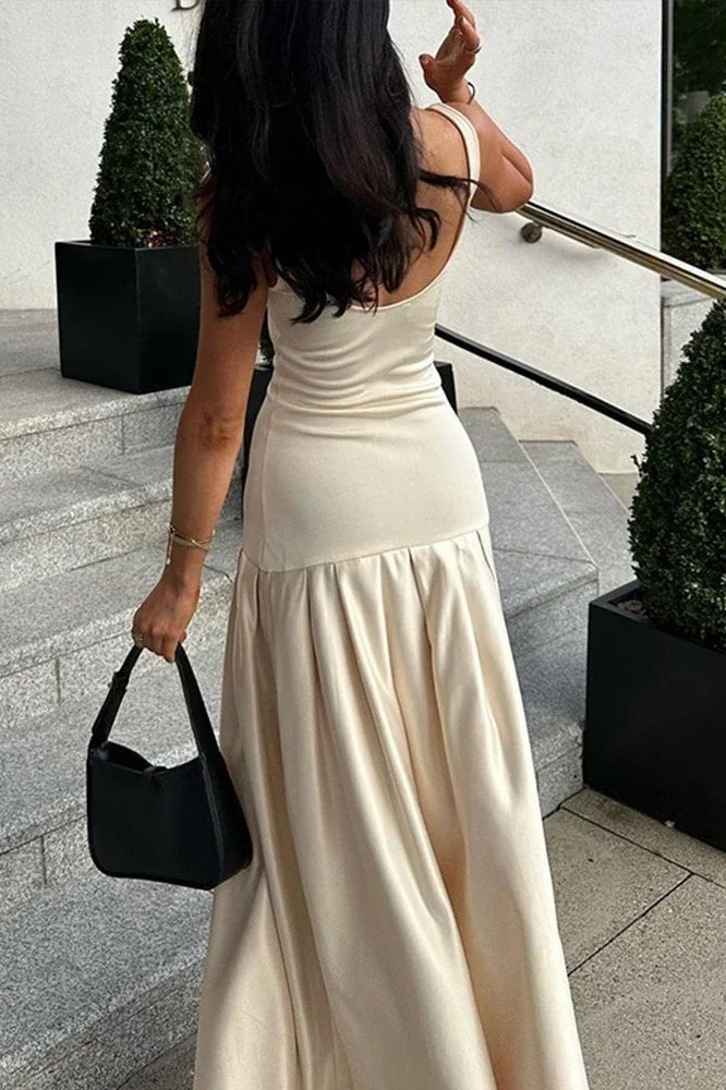 Slim Fit Patchwork ALine Maxi Dress