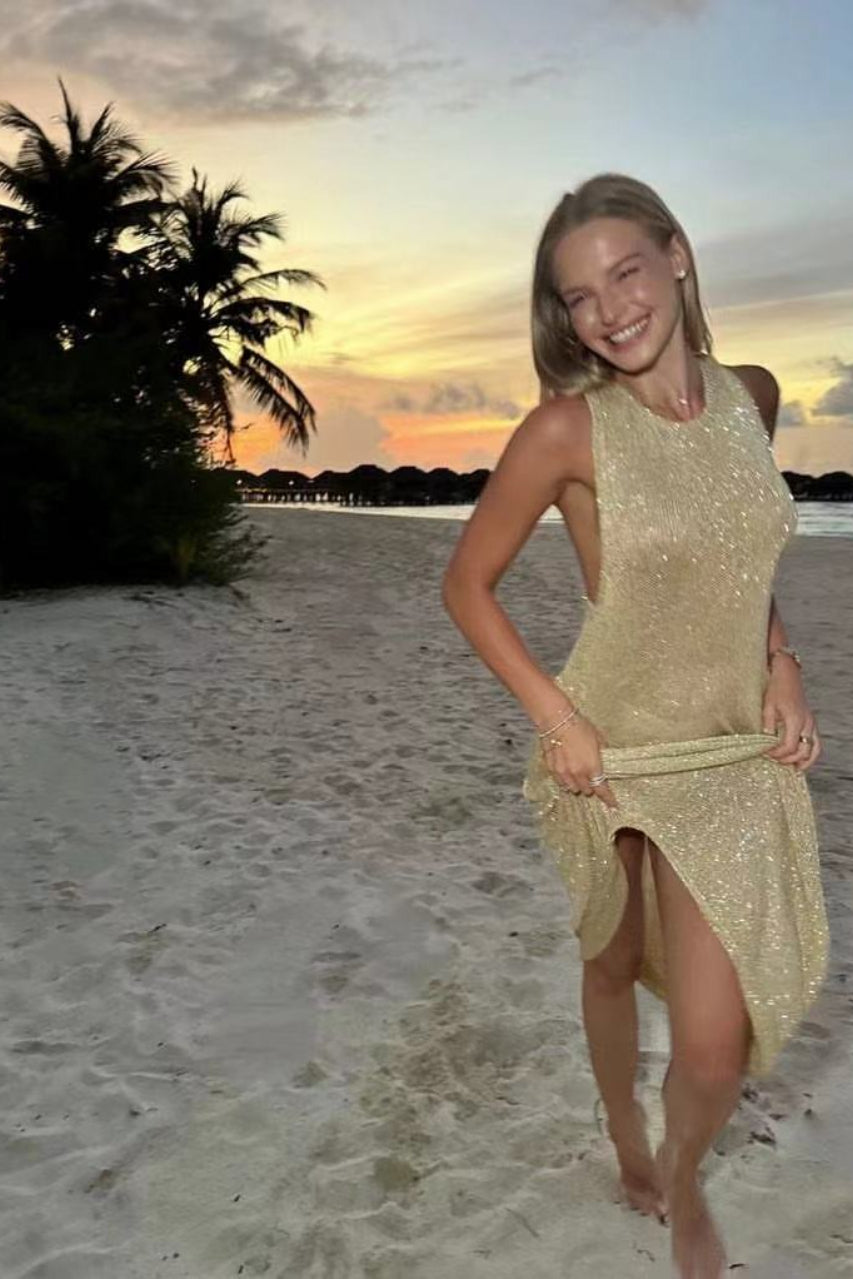 Sexy Shiny Sleeveless Backless Slim Maxi Dress