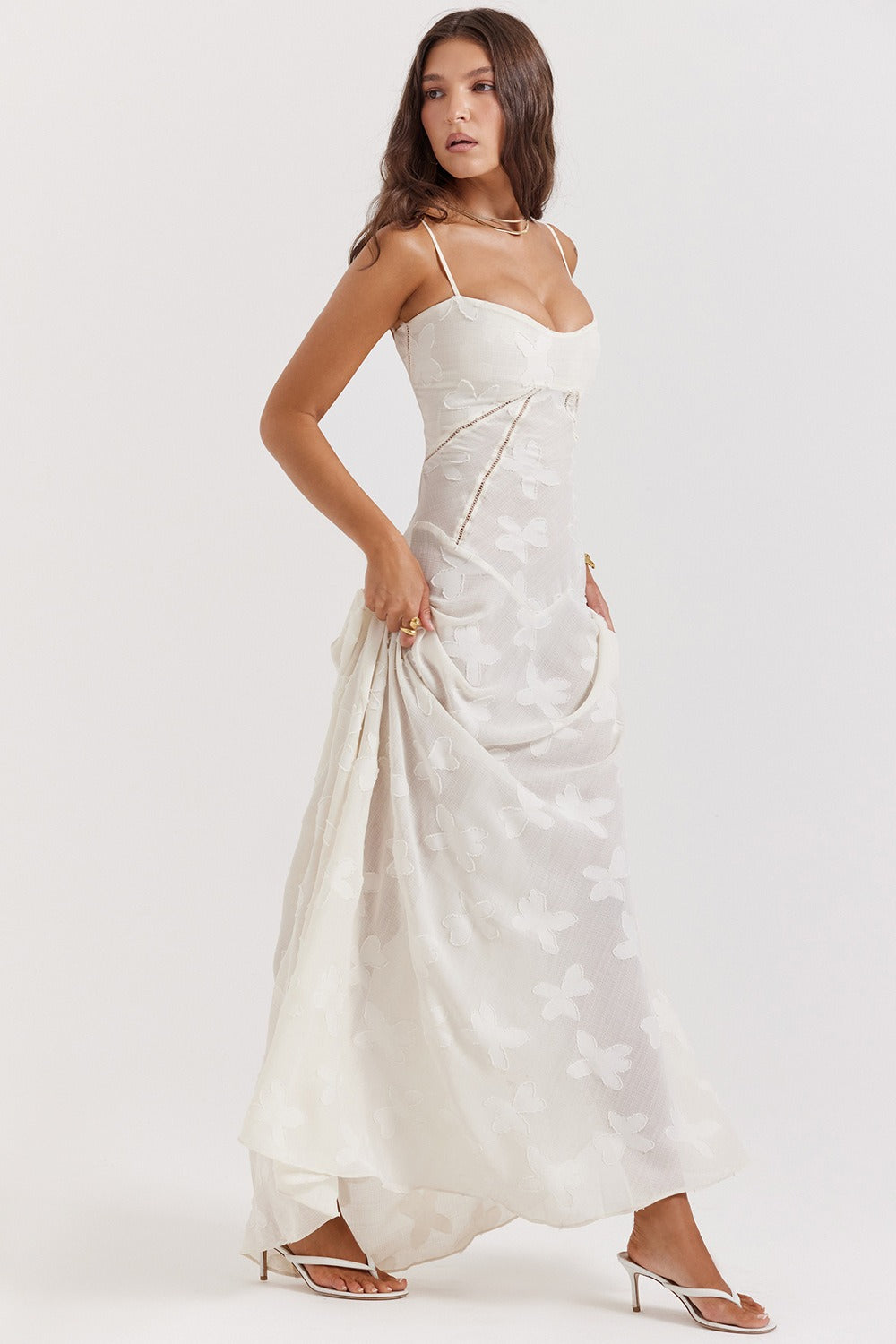 Lace TieStrap Romantic Maxi Dress