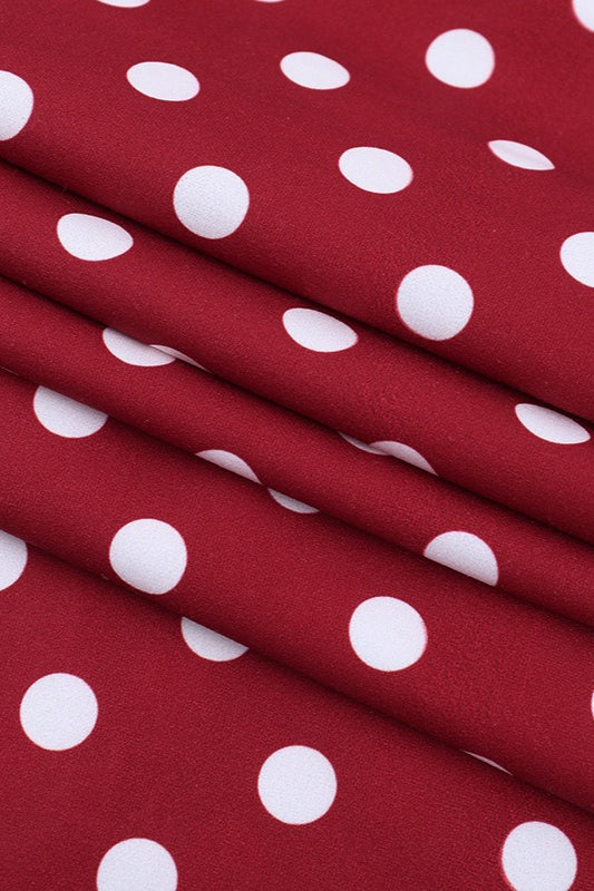 Red Polka Dot VNeck Halter Backless Maxi Dress