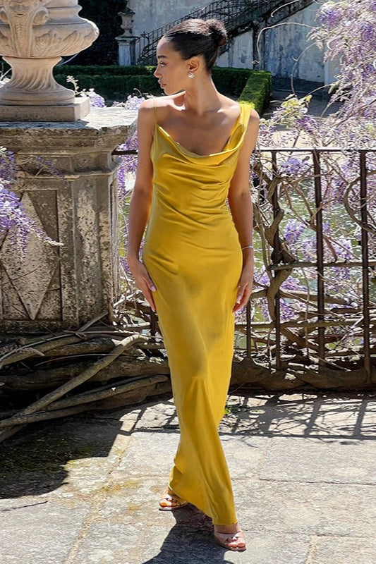 Sexy Backless Halter Satin Formal Dress