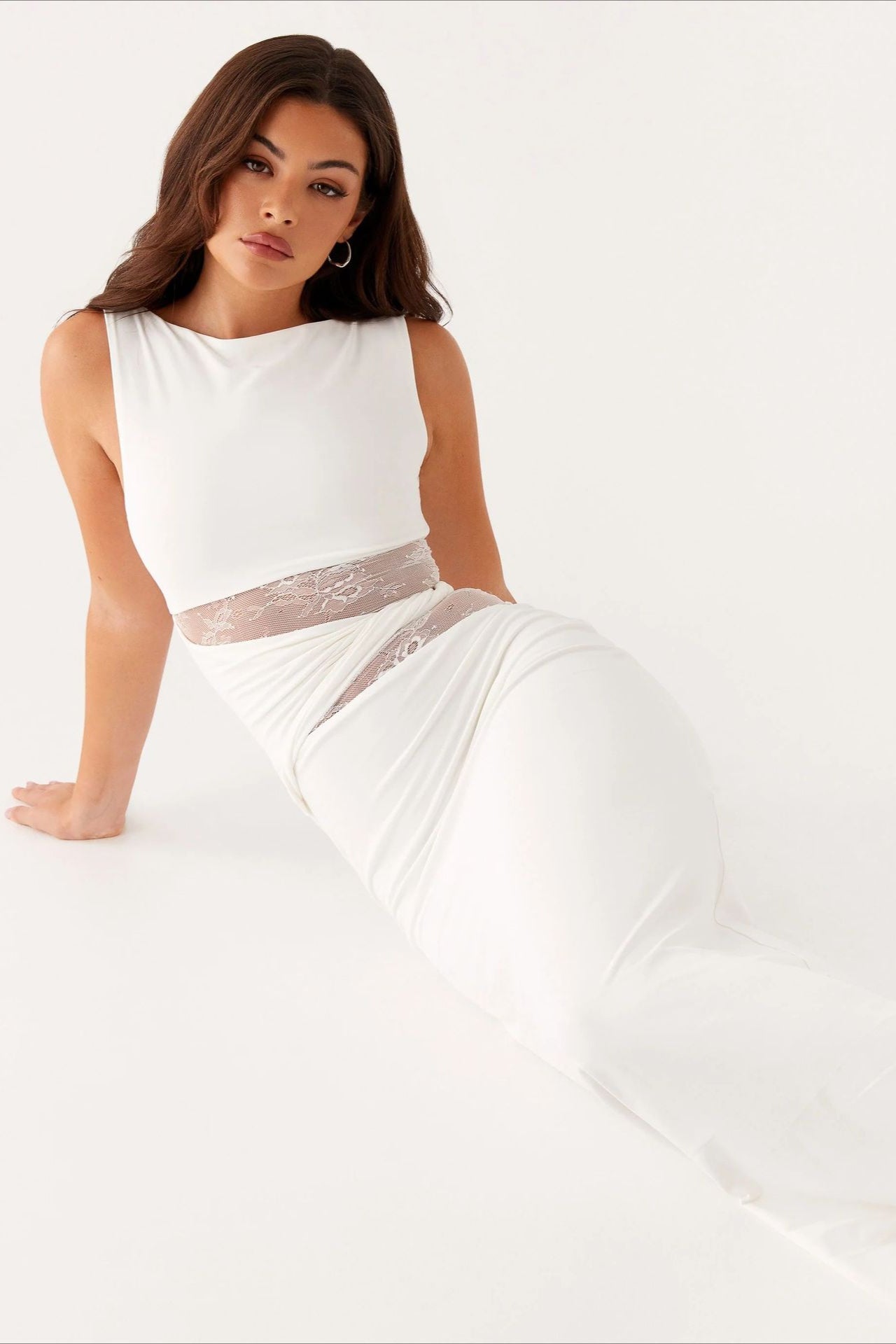 Sexy Cut Out Lace Panel Sleeveless Bodycon Dress