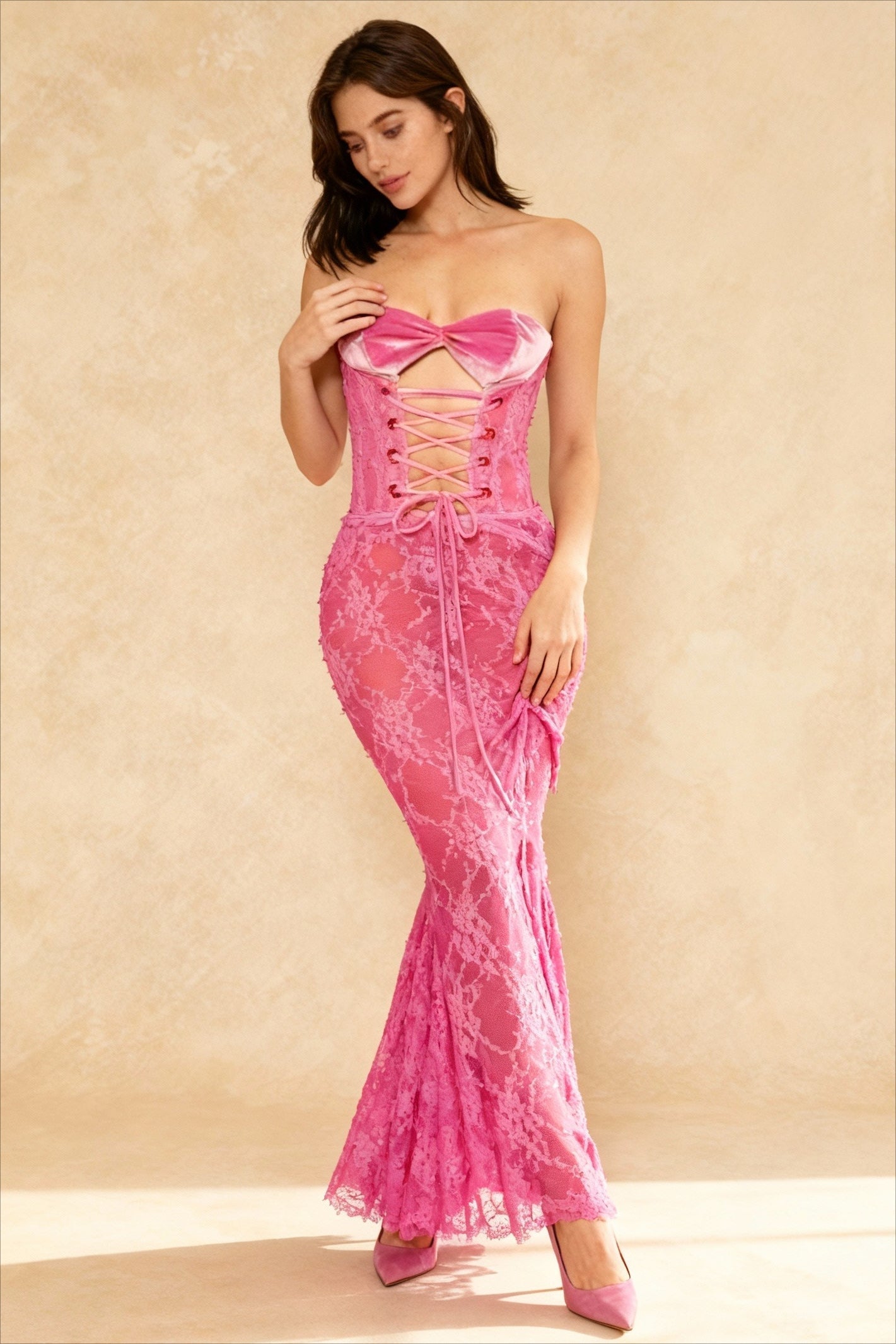 Sexy Laceup Backless Bodycon Maxi Dress