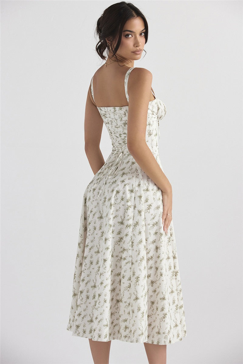 Elegant Halter Maxi Floral Dress