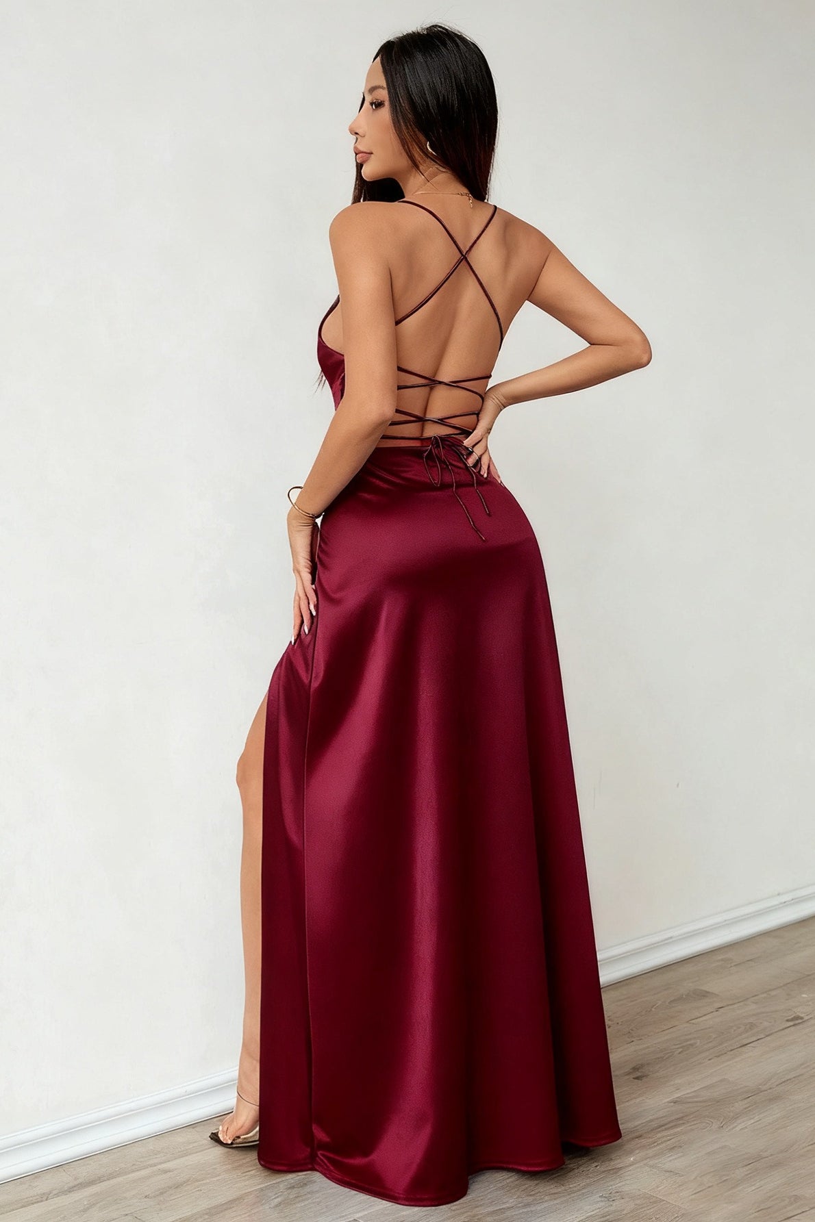 Elegant Strapless Slip Maxi Silk Dress