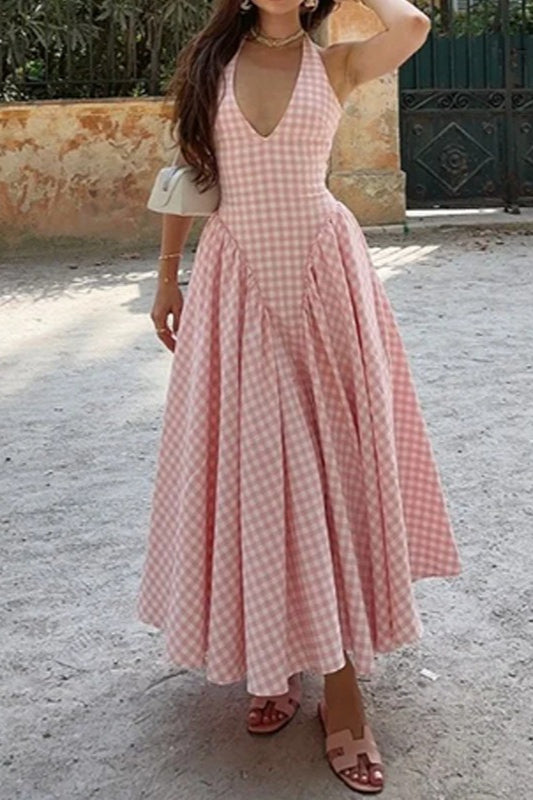 Elegant WaistPleated Maxi Dress