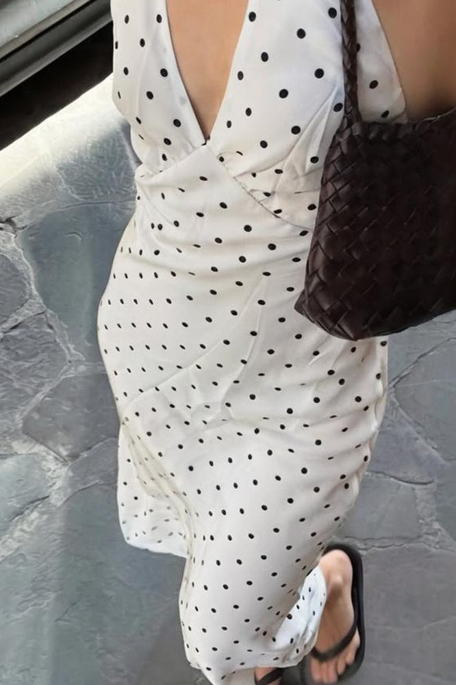 VNeck Backless Tie Bodycon Maxi Dress