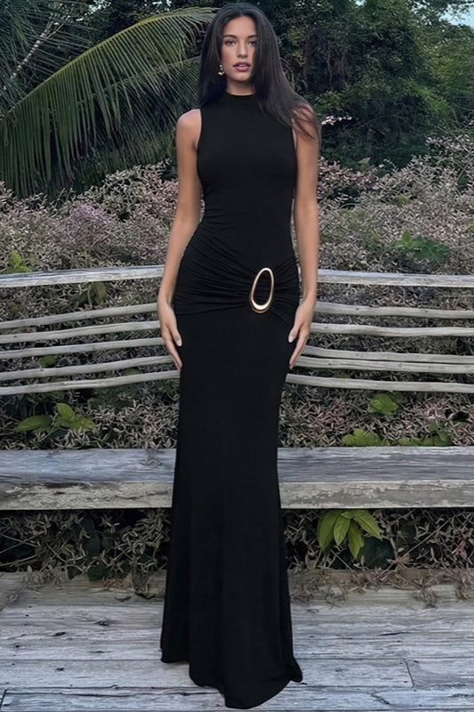 Knotted Waist Backless Midi Wrap Dress