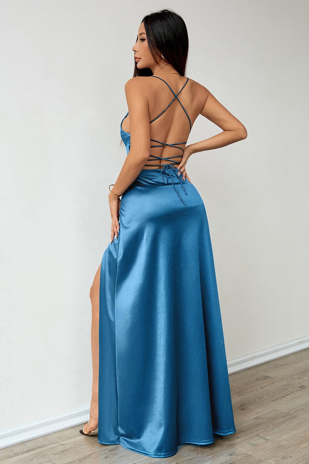 Elegant Strapless Slip Maxi Silk Dress