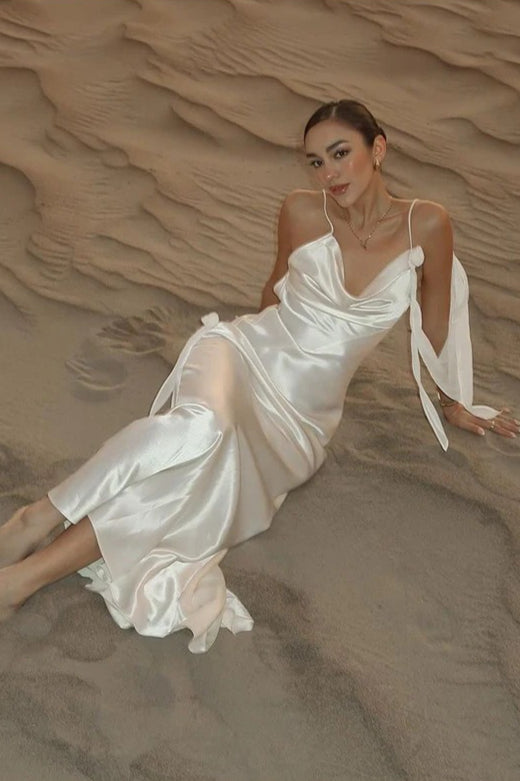 Solid Satin Floral Backless Elegant Maxi Dress