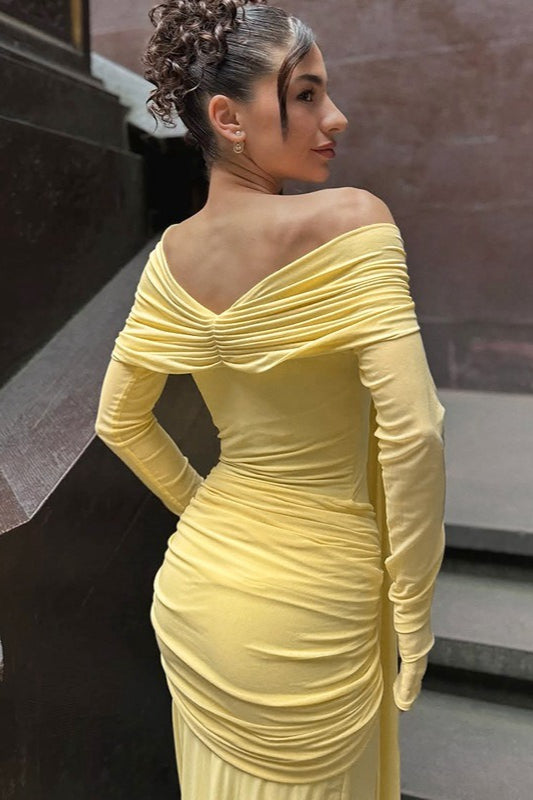 Sheer Off Shoulder Tie Waist Wrap Dress