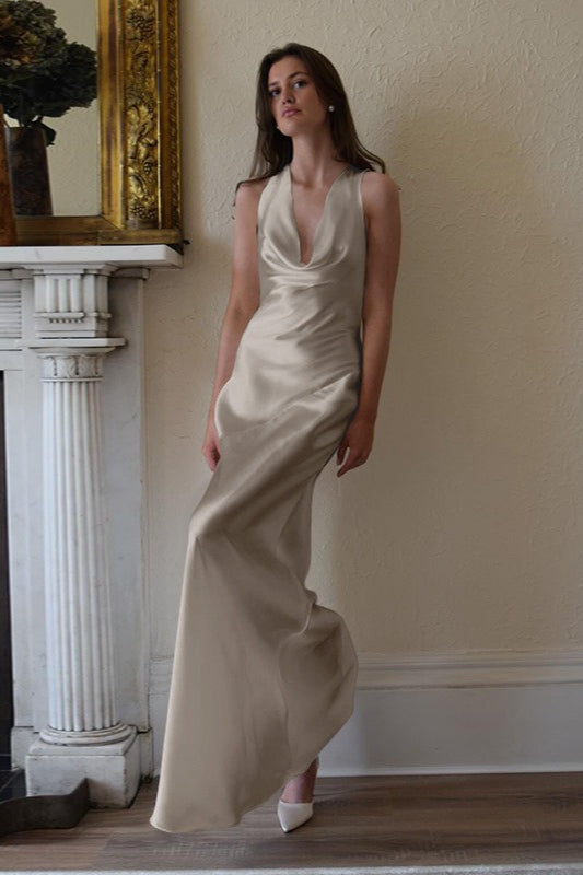 Sexy Off Shoulder Back Lace Satin Formal Dress