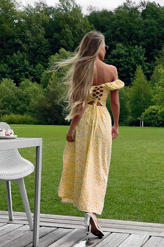 Chic Strapless Cowl Back Floral Dress