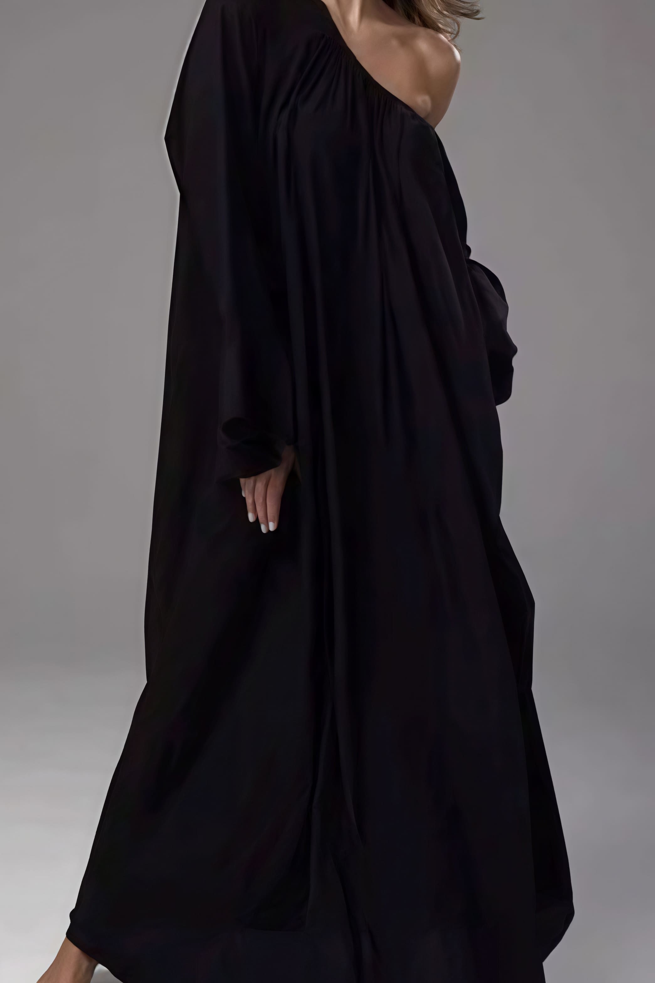 Solid Loose Slouchy Flared Hem Maxi Dress