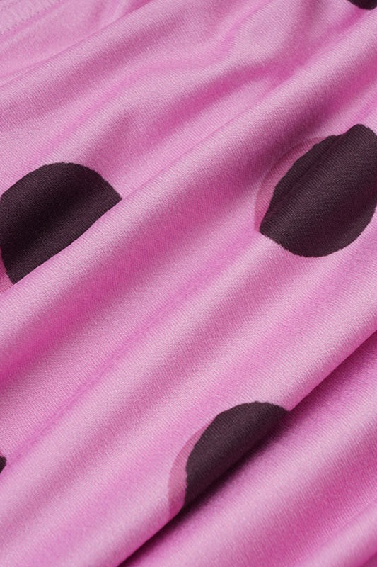 Polka Dot Halter VNeck Color Block Bodycon Maxi Dress