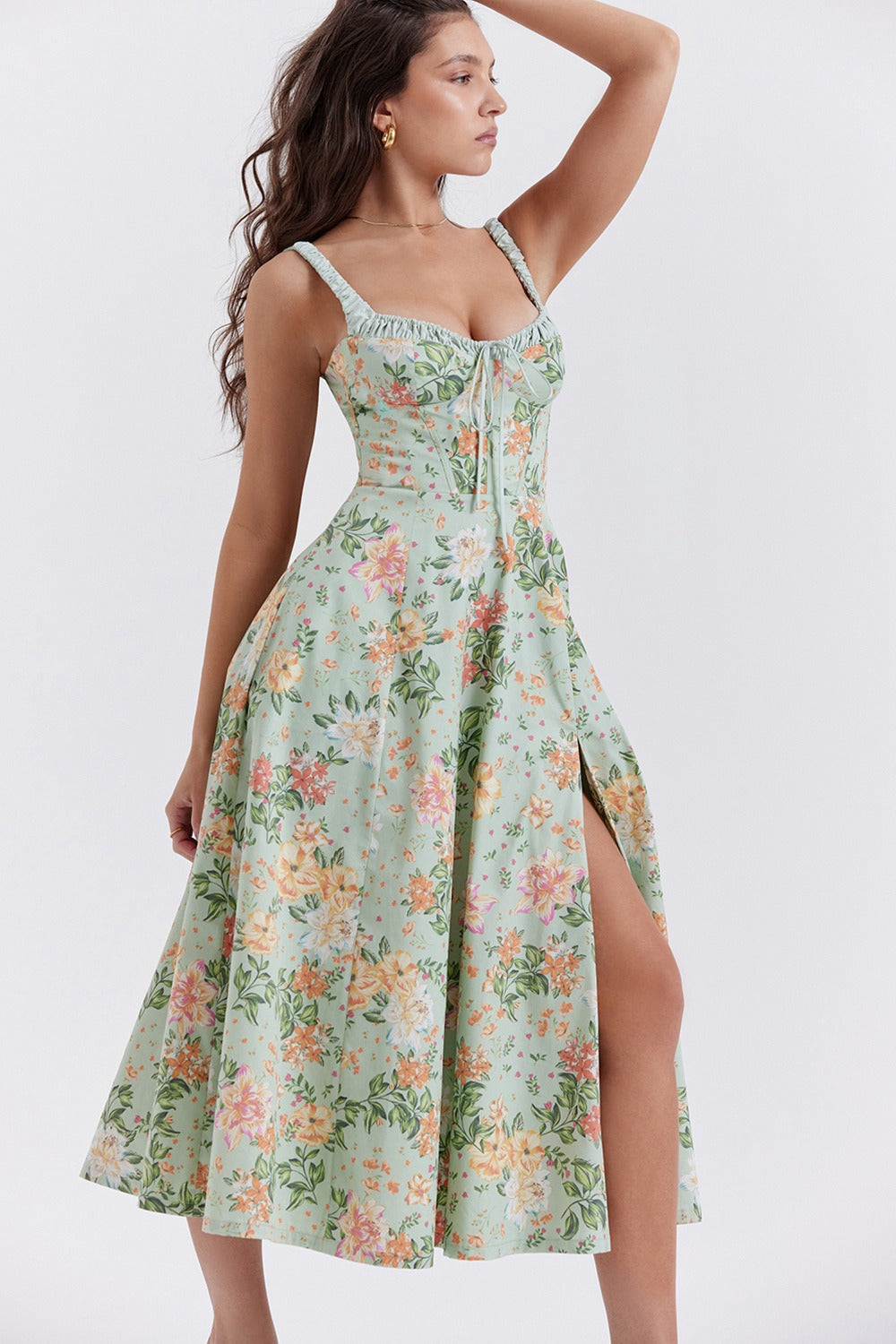 Patchwork Print Wrap Flowy Floral Dress