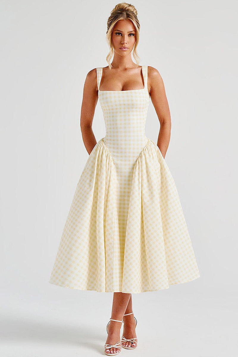 Gingham Backless Slip Birthday Dress