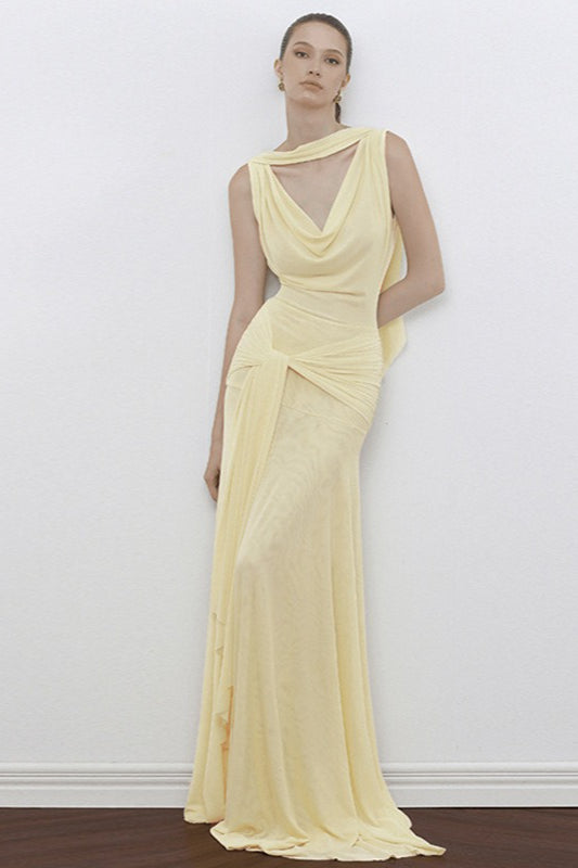 Sheer Mesh Back TieWaist Wrap Dress