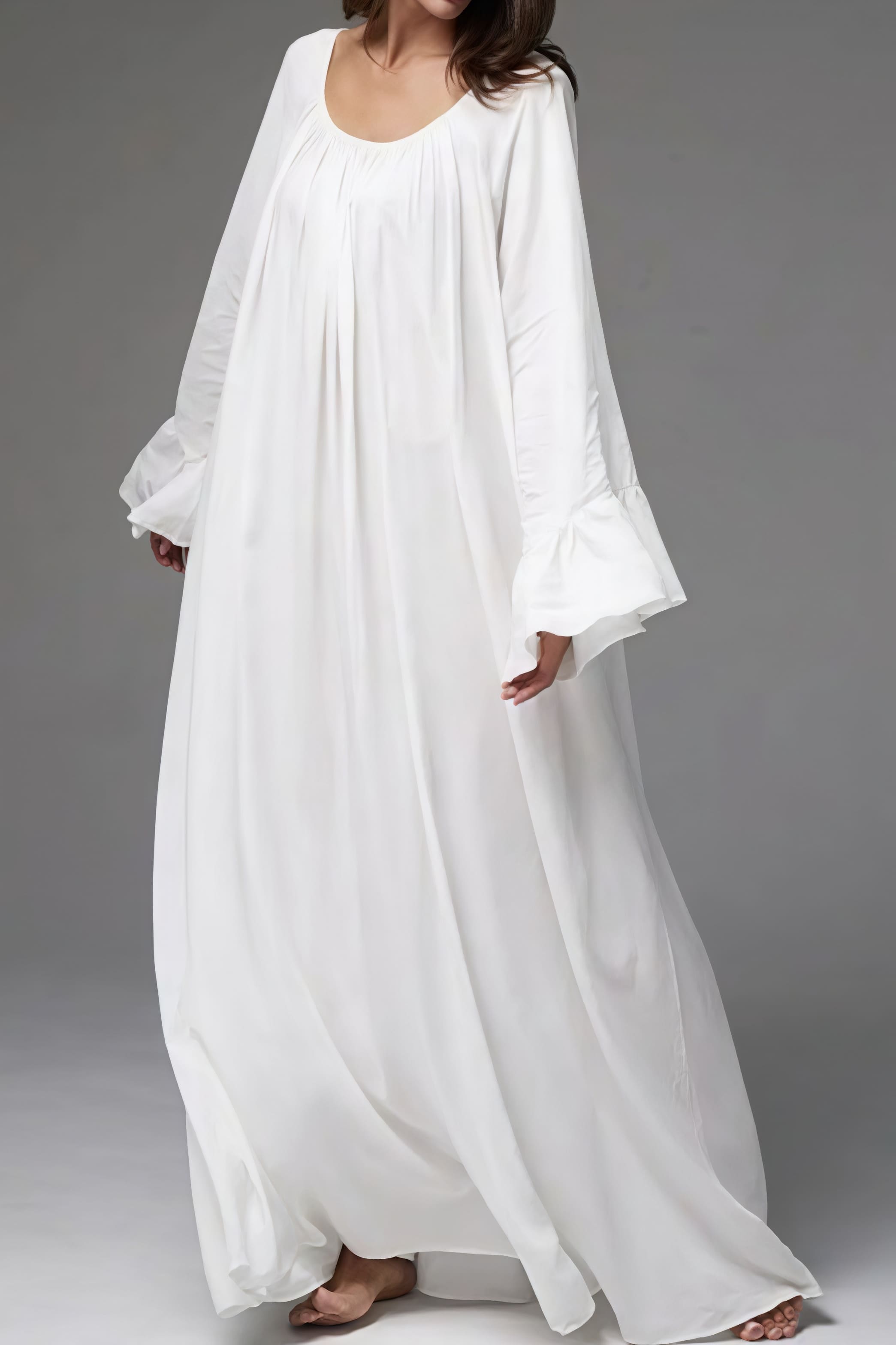 Solid Loose Slouchy Flared Hem Maxi Dress