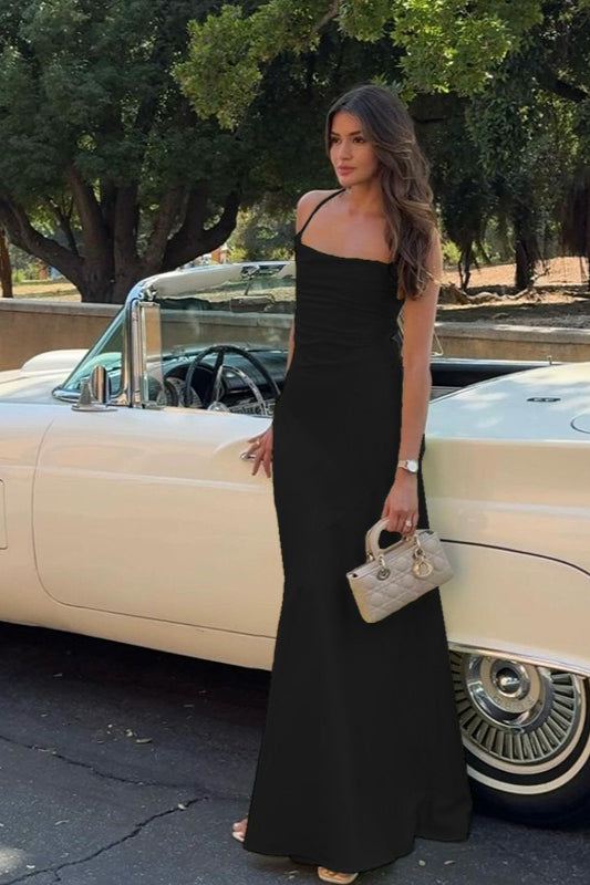 Elegant Strappy Back Bodycon Slip Dress