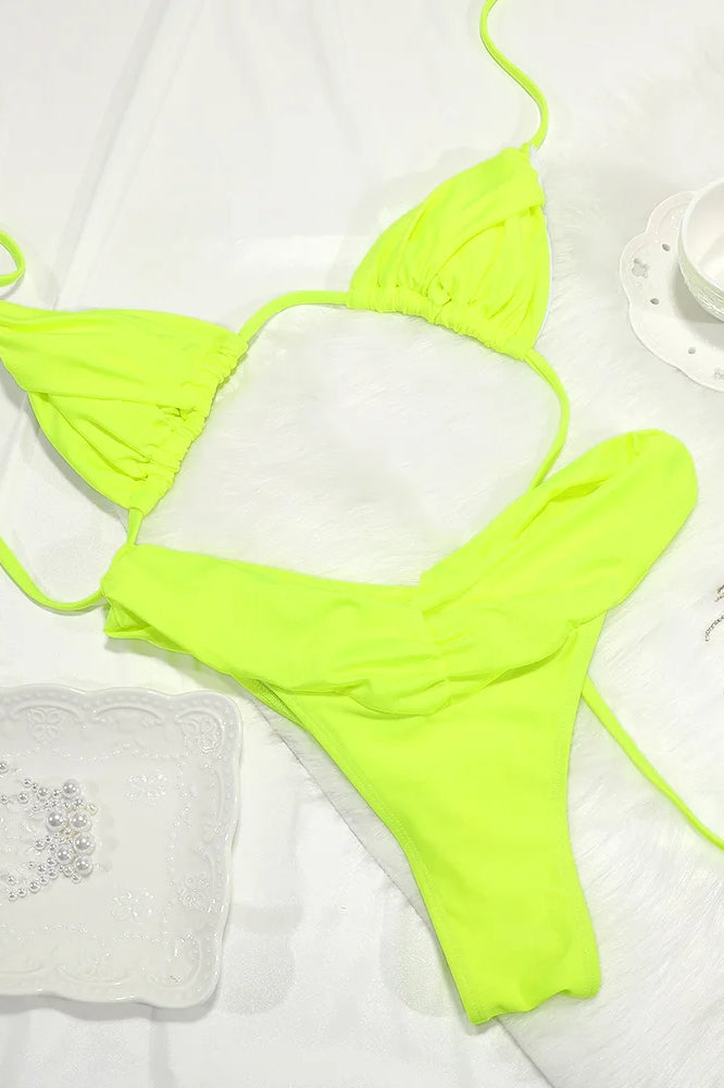 Ruffle Patchwork Bikini Set