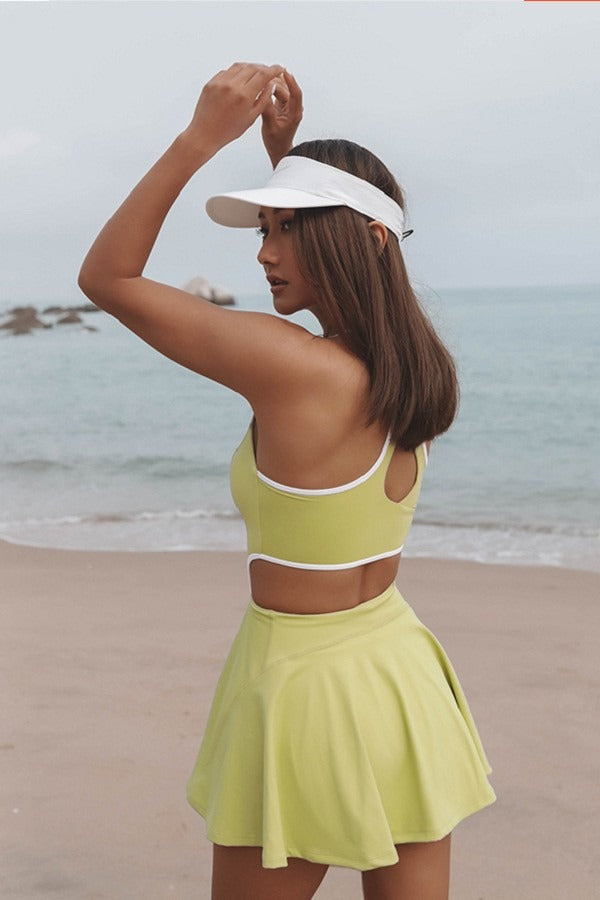 Athletic One Piece Mock Shorts Activewear Set