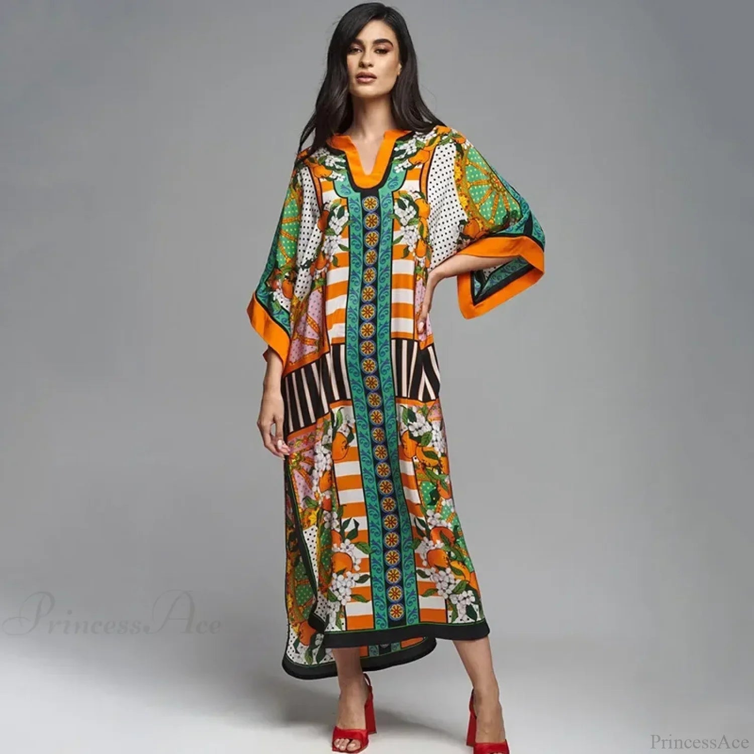 Boho Floral Print Beach Cover Up Green / One Size