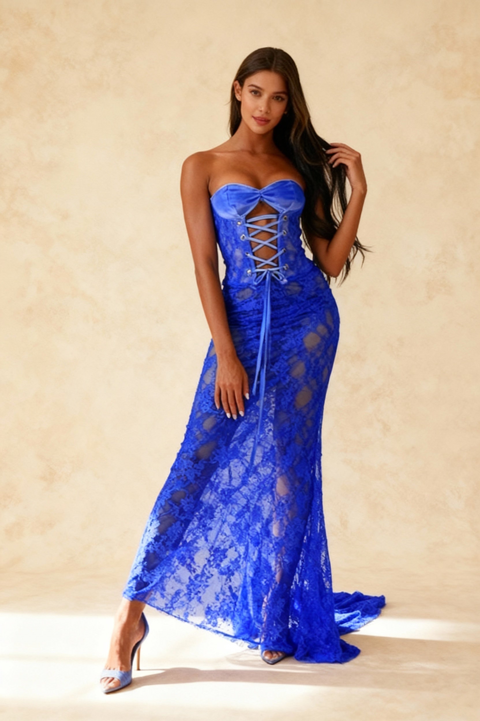 Sexy Laceup Backless Bodycon Maxi Dress