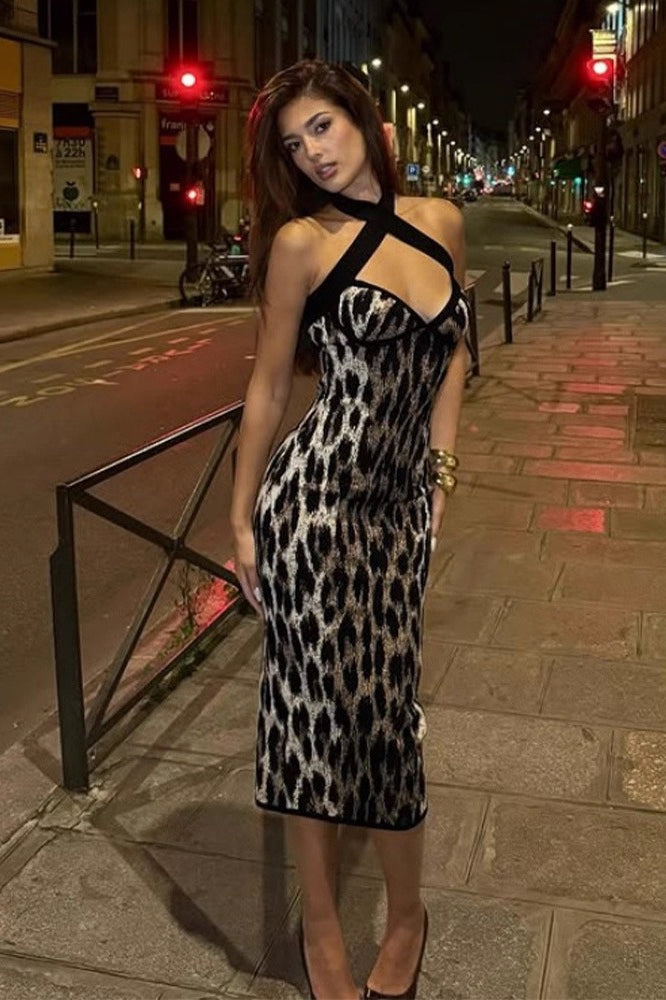 Leopard Print Bodycon Slip Dress