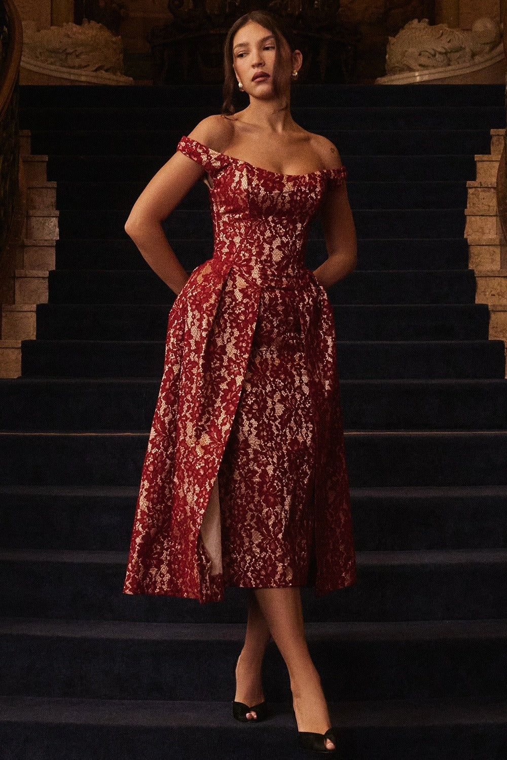 Off Shoulder Backless Wrap Floral Dress