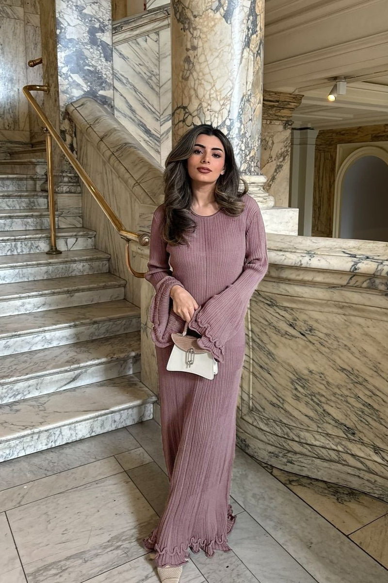 Ruffled Long Sleeve Bodycon Maxi Dress