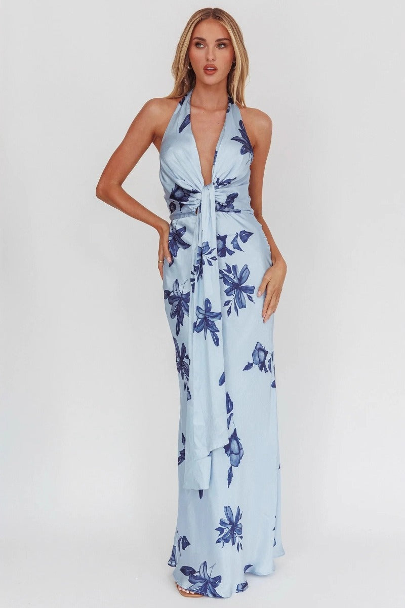 Sexy Sleeveless Bodycon Maxi Floral Dress