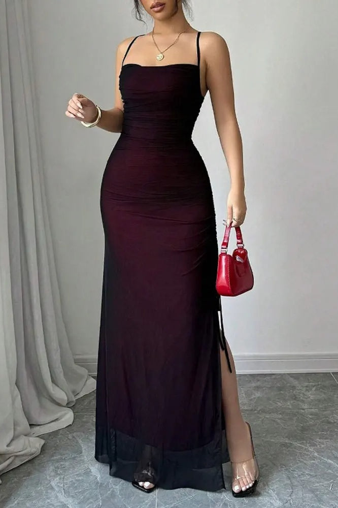 Vacation Mesh ALine Maxi Dress