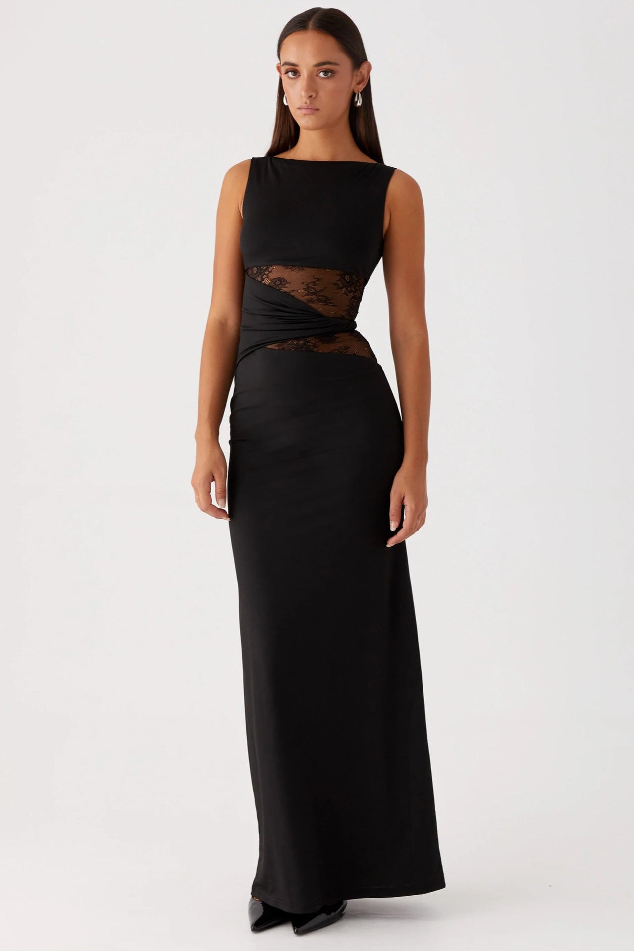 Sexy Cut Out Lace Panel Sleeveless Bodycon Dress