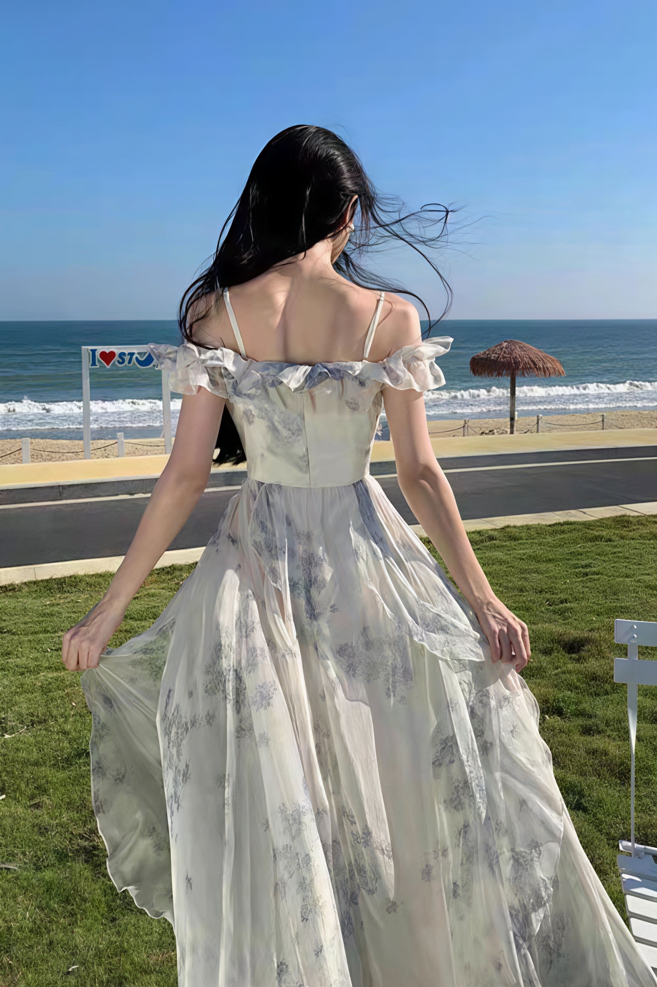 Spaghetti Strap Ruffled Floral Flowy Maxi Dress