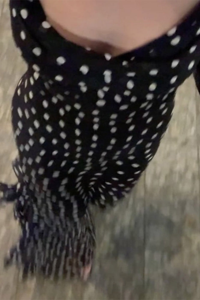 Polka Dot Scarf Neck Ruffled Cami Maxi Dress