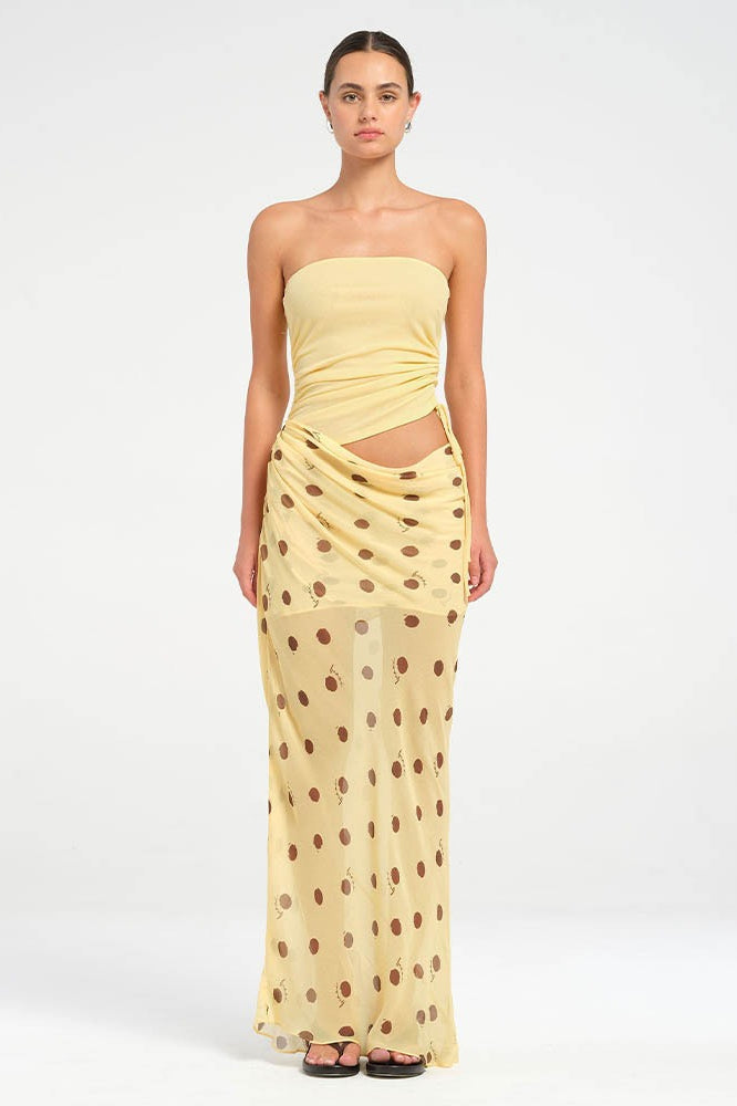 Sexy Strapless Polka Dot Patchwork Slim Maxi Dress