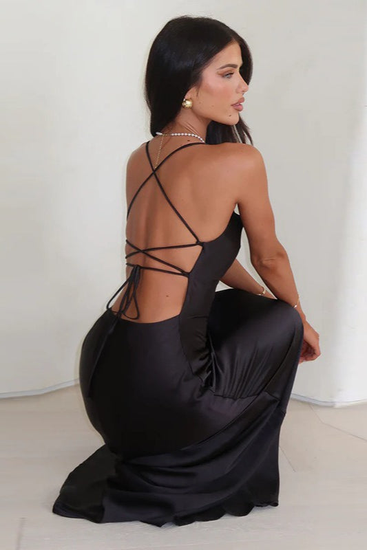 Backless Satin Sexy Slip Formal Dress