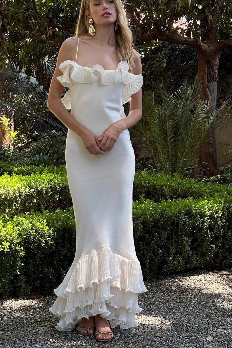 Sexy Ruffled Backless Spaghetti Strap Formal Dress