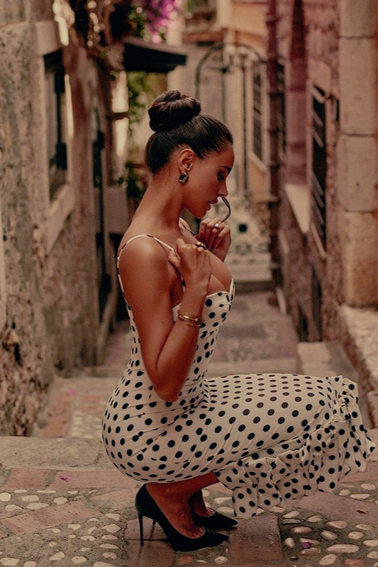 Polka Dot Shirred Slip Birthday Dress