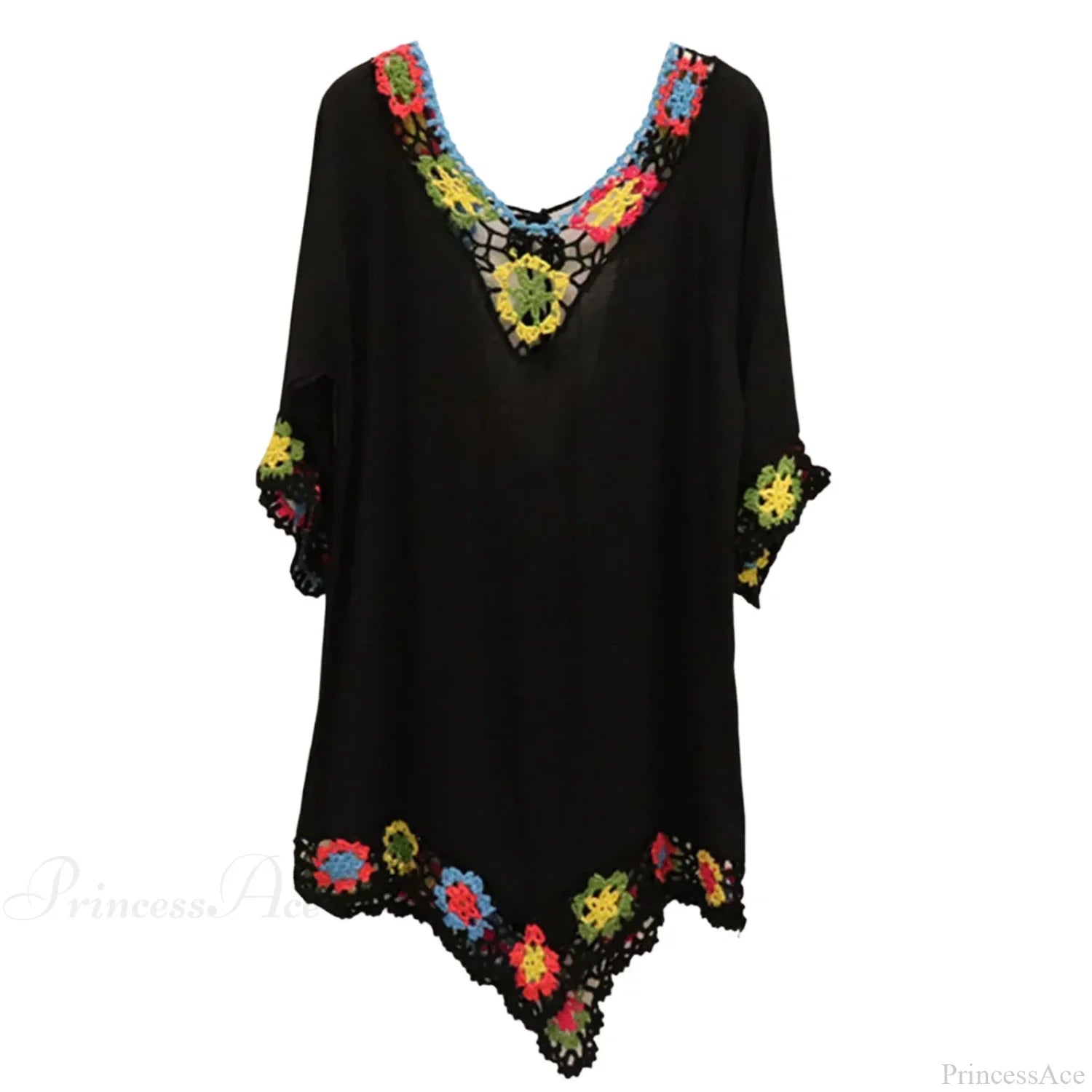 Hollow Out Crochet Bikini Cover Up D-Black / One Size