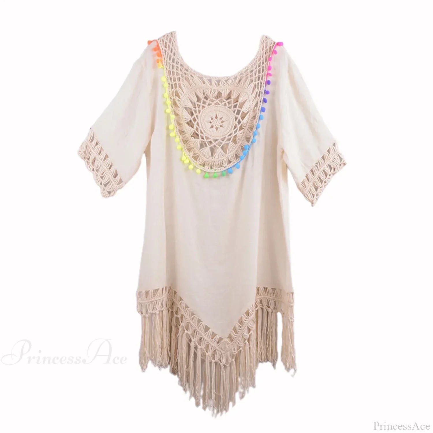 Hollow Out Crochet Bikini Cover Up F-Apricot / One Size