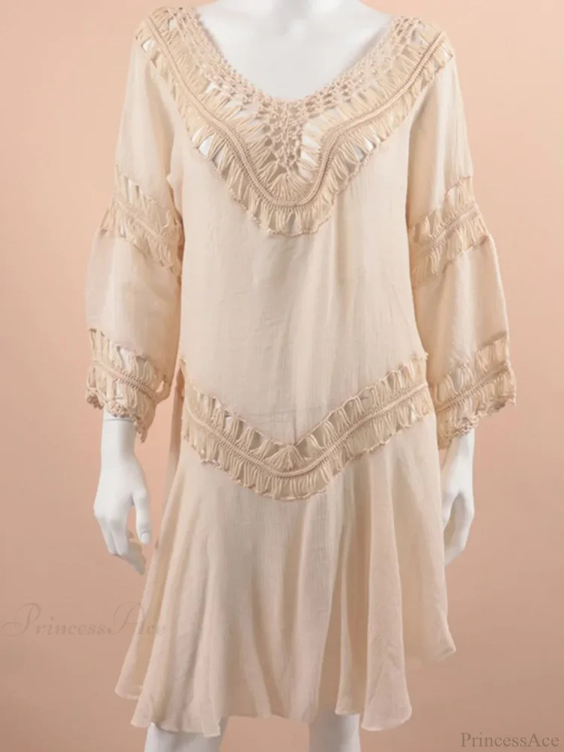 Hollow Out See Through Bikini Cover Up Apricot / One Size