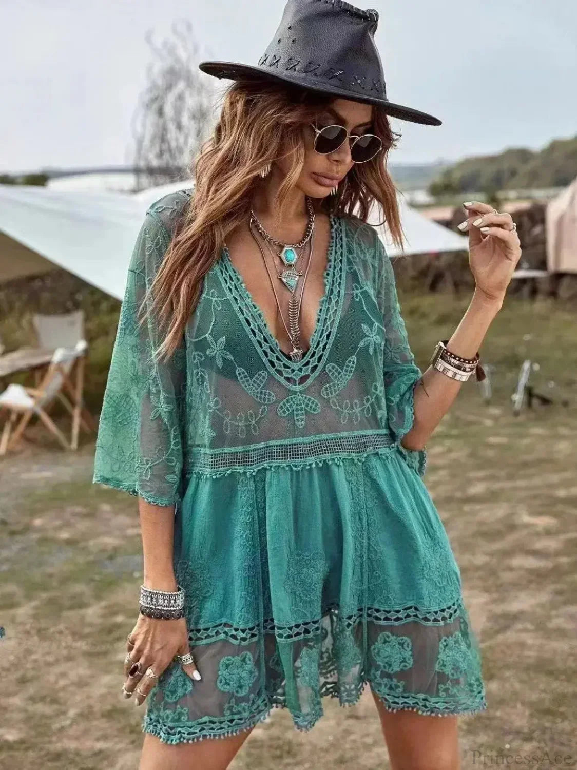 Lace Bikini Cover Up Beach Dress JS8900G / One Size