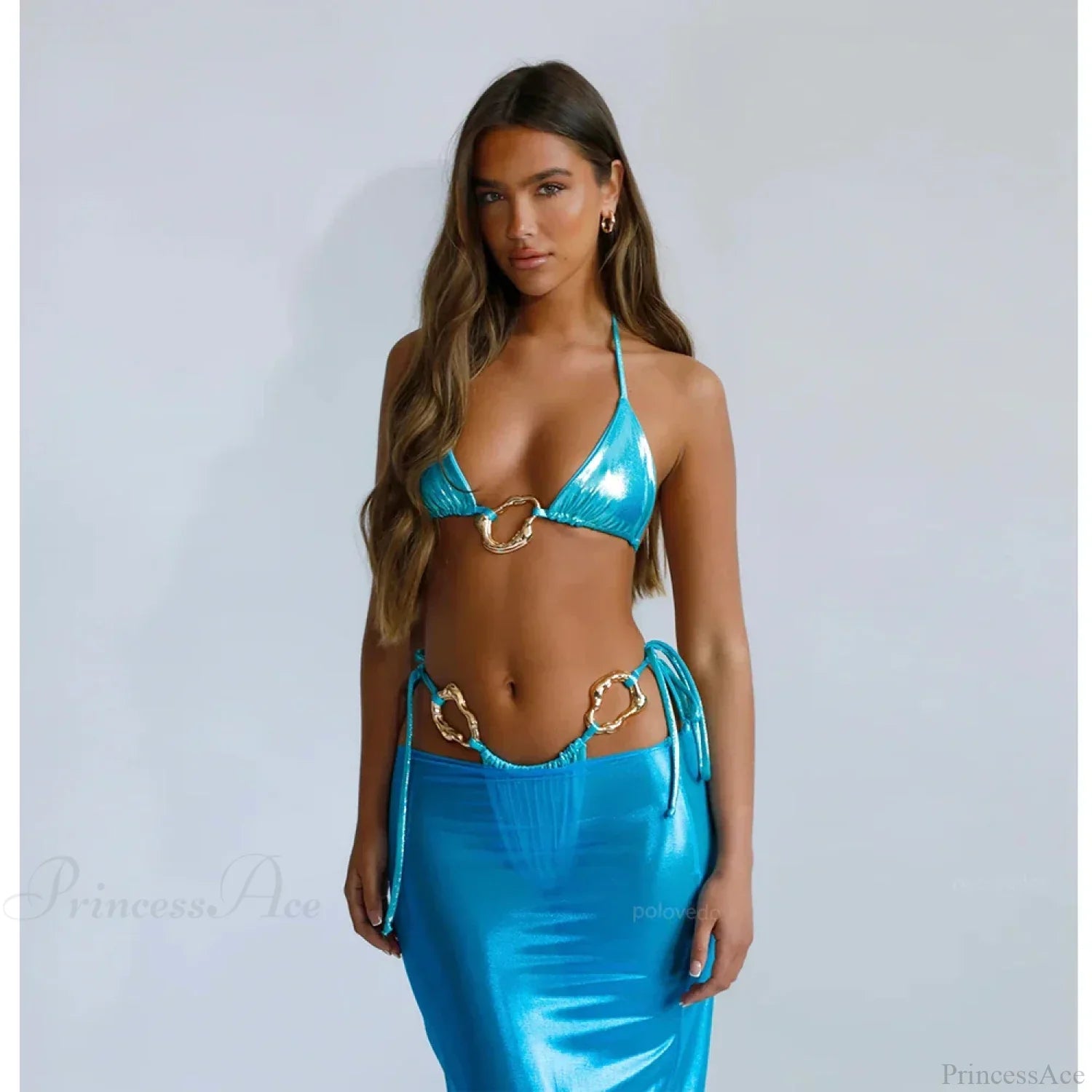 Lace Cover Maxi Dress Three Piece Swimsuit