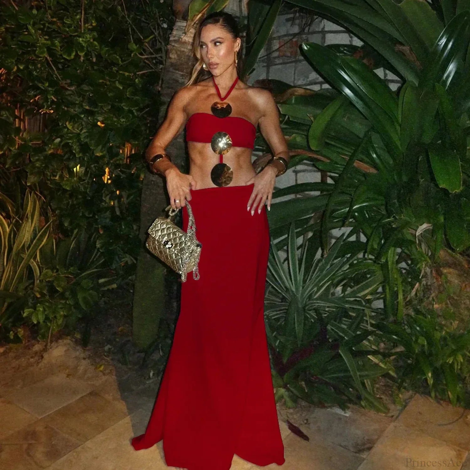 Mesh Dress White Two Piece Bikini Set Red / S